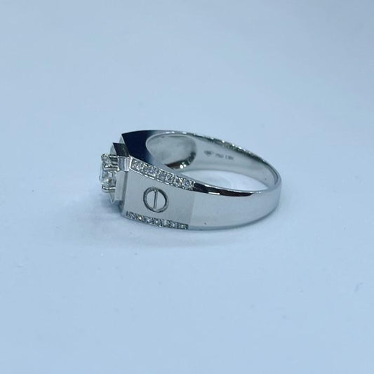 Diamond Man ring Retro /cincin pria 18K White gold-Diamond Jewelry