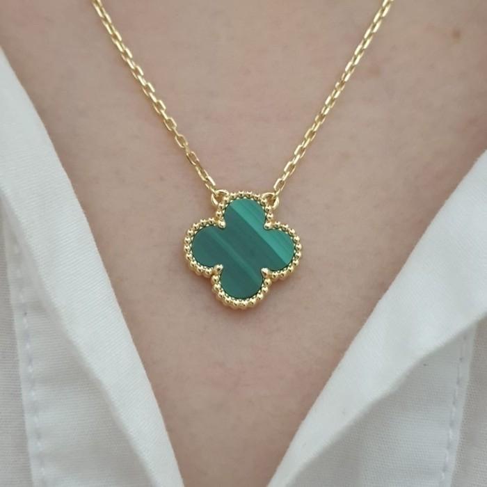 Malachite Clover Green Vintage 18K Gold Diamond Jewelry/Necklace/vintgae Earring/Sweet Earring/Bracelet -387KBD300LS/352ABD829RY/394ABD2500LS/454GBD4000LS-HT