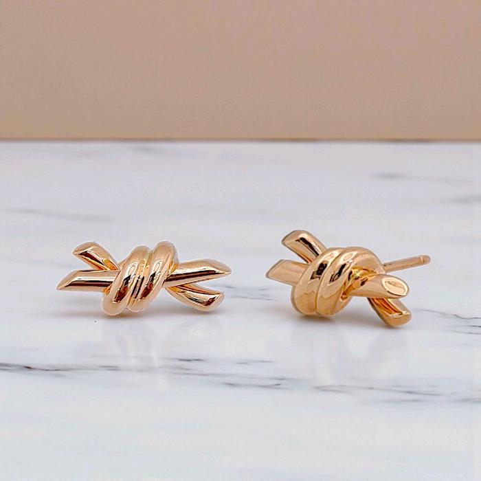 Knot Gold Earring 18K / Anting Knot 18K / Diamond Jewelry 394ABD414RY-HT