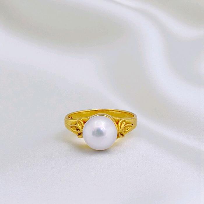 Pearl Gold Ring 23K / Cincin Emas Mutiara 23K / Diamond Jewelry 123CMSWP4-HT