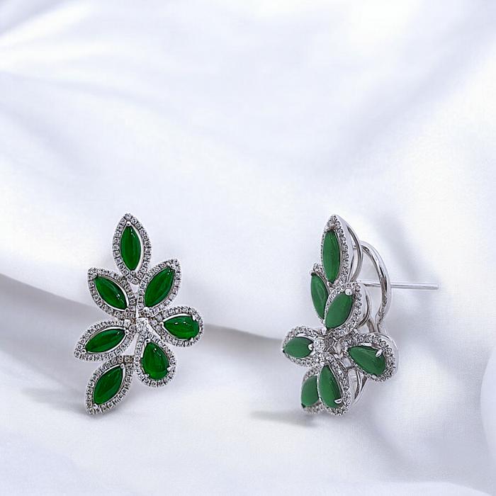 Green Jade Earring 18K / Diamond Jewelry