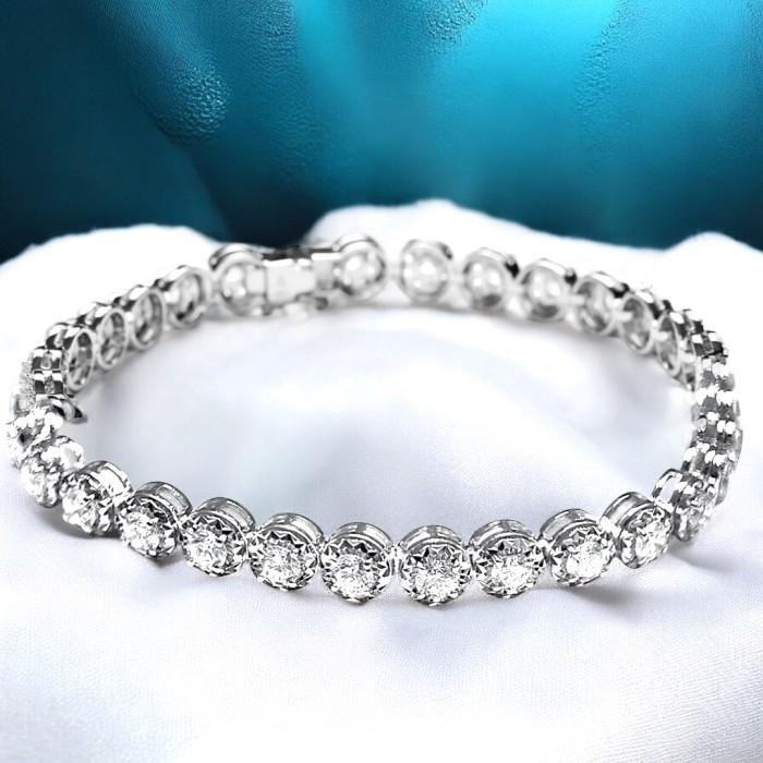 Tennis Bracelet solitaire8 ct.look 18K / Diamond Jewelry/ 0.2 Fvvs each- Diamond tennis bracelet 18k