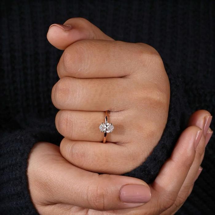 OVAL 0.9-1 crt Diamond Natural Ring-Diamond Jewelry