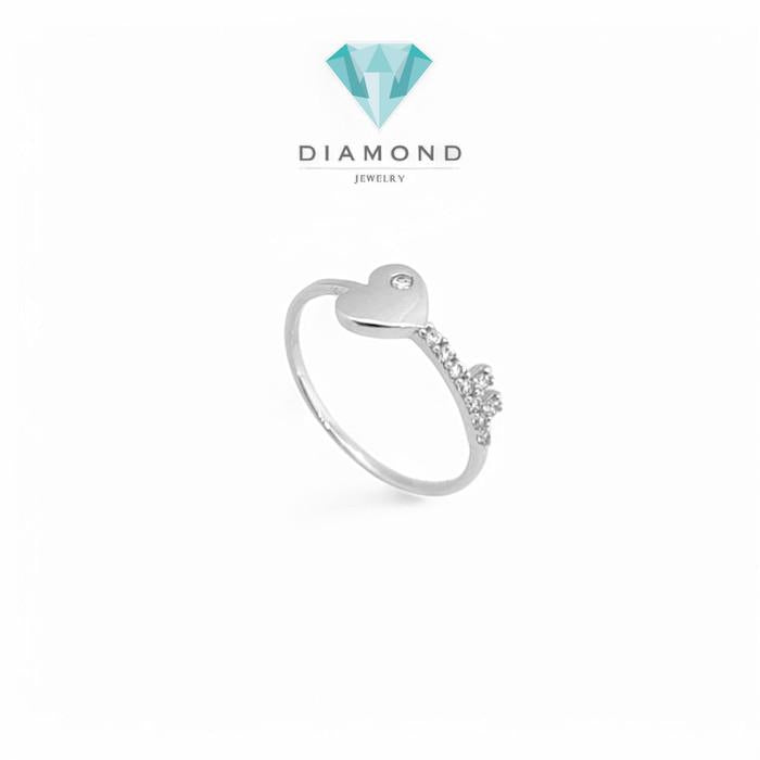 Cincin Mas Putih Model Heart Key 18K-Diamond Jewelry