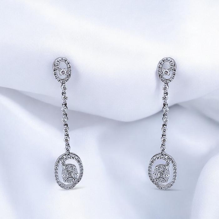 Long earring esperansa diamond 18k white gold-Diamond Jewelry