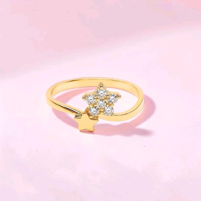 Gold Star Zirconia Kids Ring 16K / Cincin emas Bintang Zirconia 16K / Diamond Jewelry / 446CMS098LS