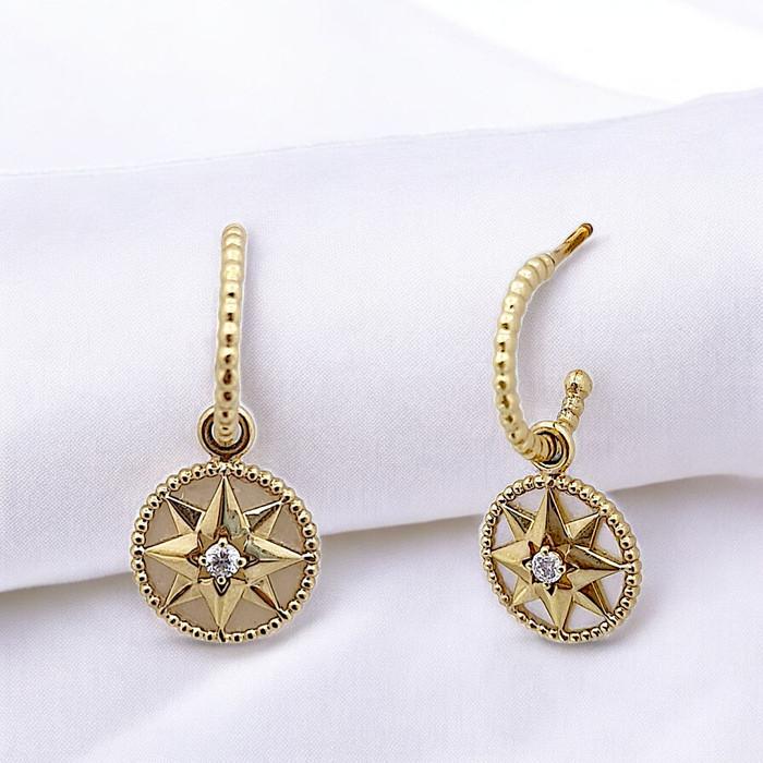 Star Lucky MOP Diamond Earring 18K / Diamond Jewelry-367ABD468RY-HT