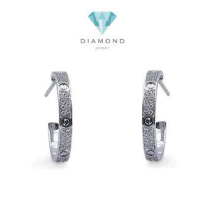Pave Love Diamond Earring 18K / Anting Berlian Pave Love 18K / Diamond Jewelry 97ABD89000AB-HT