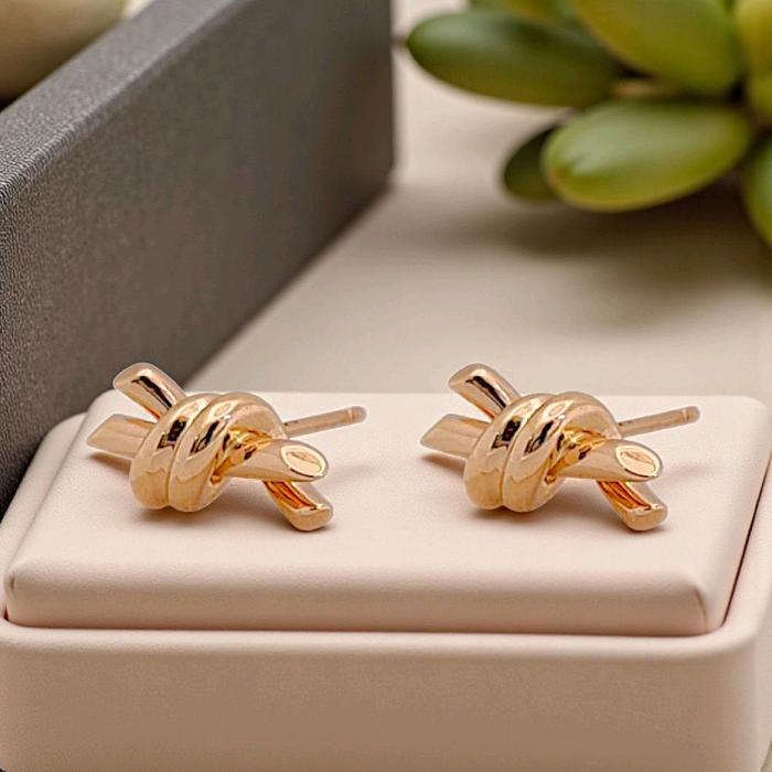 Knot Gold Earring 18K / Anting Knot 18K / Diamond Jewelry 394ABD414RY-HT