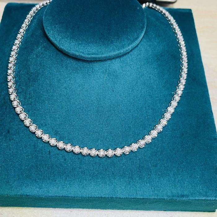 Diamond tennis 8 crt illusion necklace 18k Gold Diamond Jewelry
