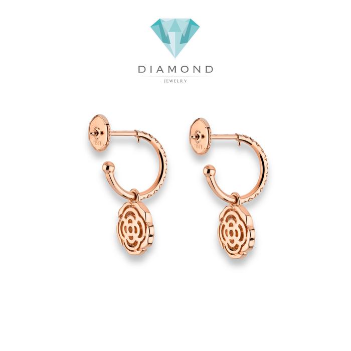 Camelia Flower Diamond Earrings 18K / Diamond Jewelry-361ABD11000RY-HT