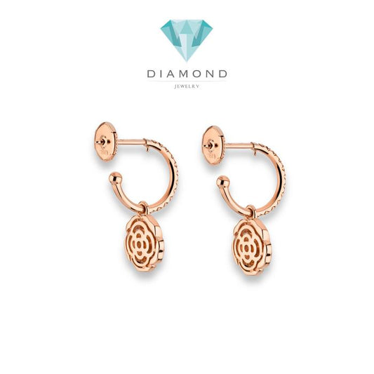 Camelia Flower Diamond Earrings 18K / Diamond Jewelry-361ABD11000RY-HT