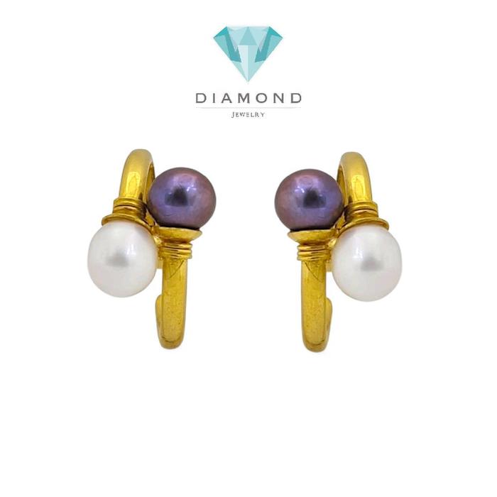 Anting Emas Mutiara 2 Warna 23K Diamond Jewelry- 10AM5WP-HT