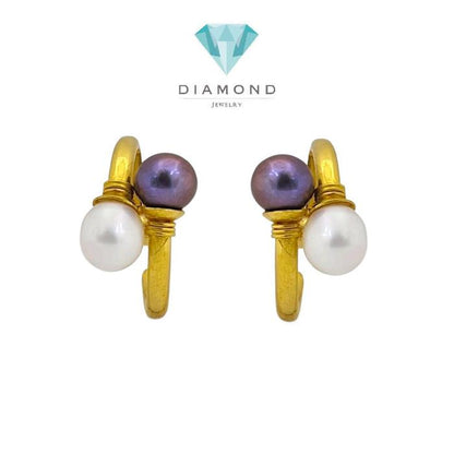 Anting Emas Mutiara 2 Warna 23K Diamond Jewelry- 10AM5WP-HT