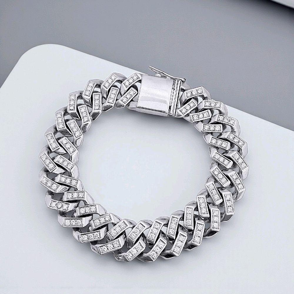 Cuba Full Diamond Bracelet 18K / Gelang Sisik Naga Full Berlian 18K / Diamond Jewelry 9091SM