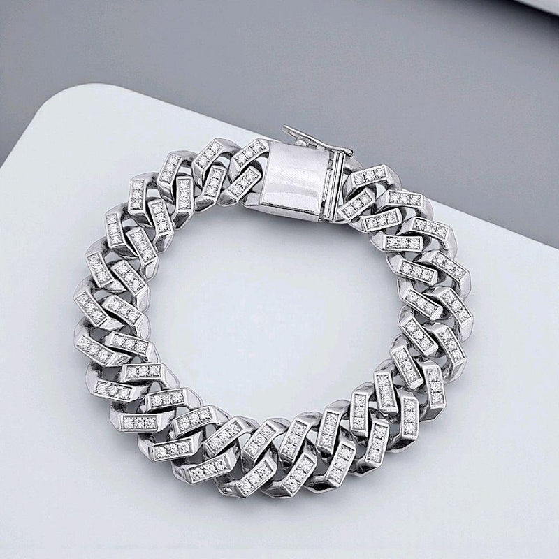 Cuba Full Diamond Bracelet 18K / Gelang Sisik Naga Full Berlian 18K / Diamond Jewelry 9091SM