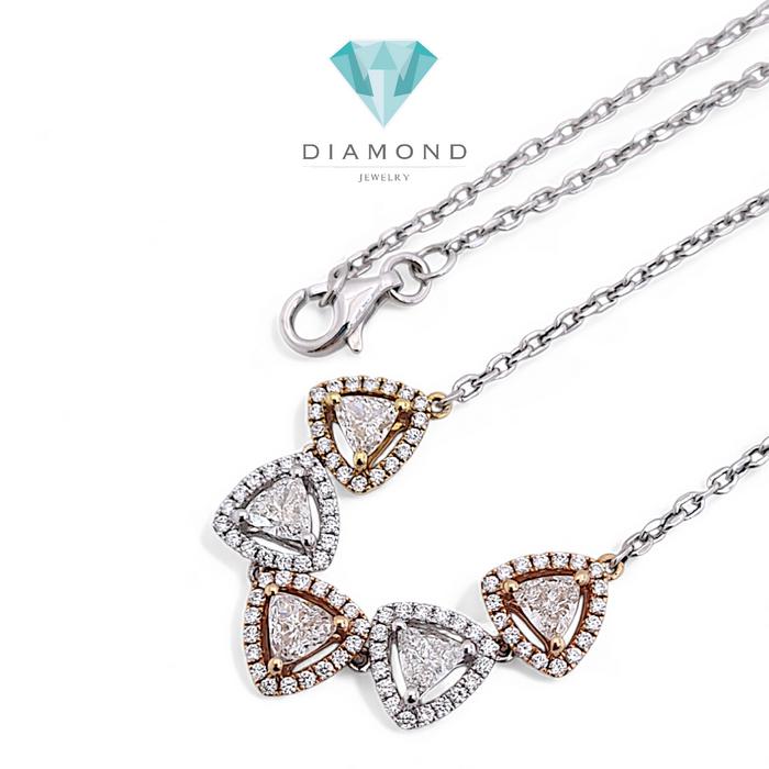 Three Color Triad Diamond Necklace 18k/ Diamond Jewelry