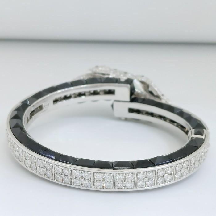 Panther onyx bangle diamond 18k white gold-Diamond Jewelry