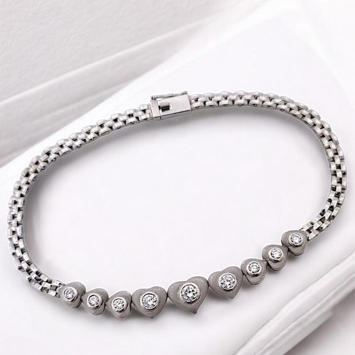 Diamond Hearts bracelet 18k white gold-Diamond Jewelry