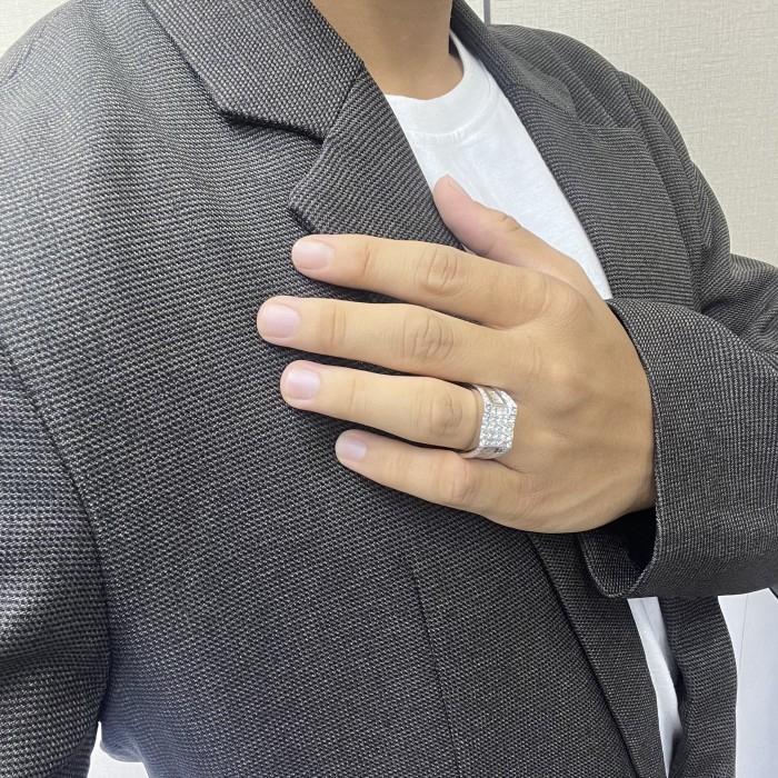 Diamond Ring Man Square white gold 18k -Diamond Jewelry