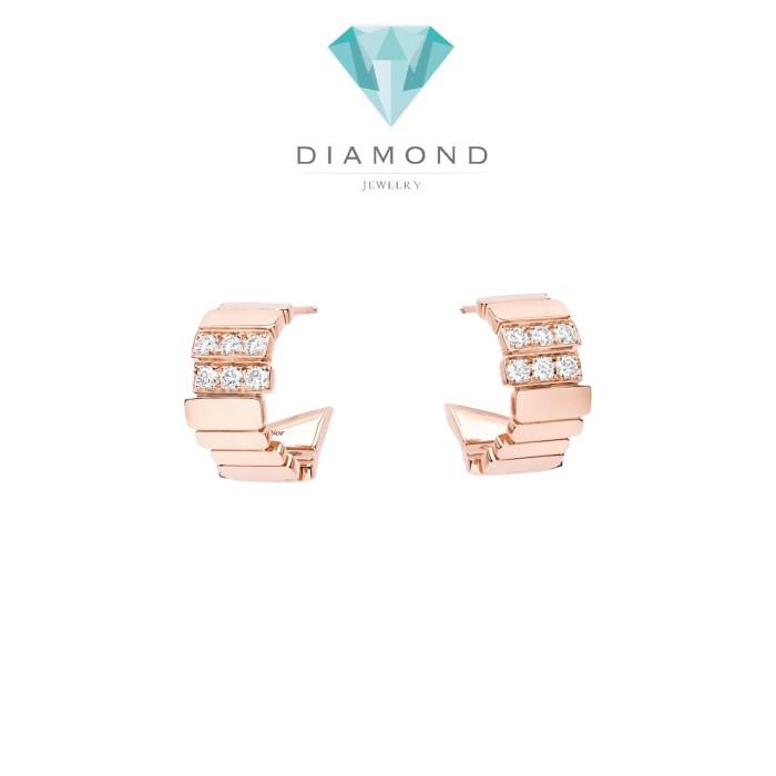 Bamboo gem diamond earring 18k gold dr-Diamond Jewelry
