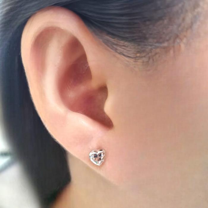Heart Earring White Gold 750K-Diamond Jewerly-390AMS103LS-HT