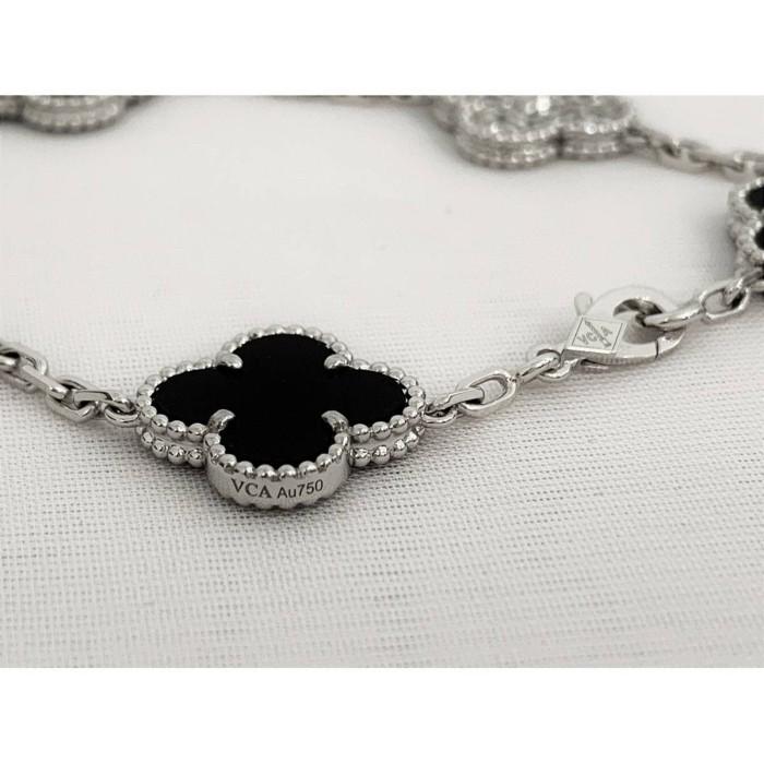 Clover Onyx Diamond White Gold 18K/Diamond Onyx 5 Motif 18K-Diamond Jewelry-125GBD169800AB-HT