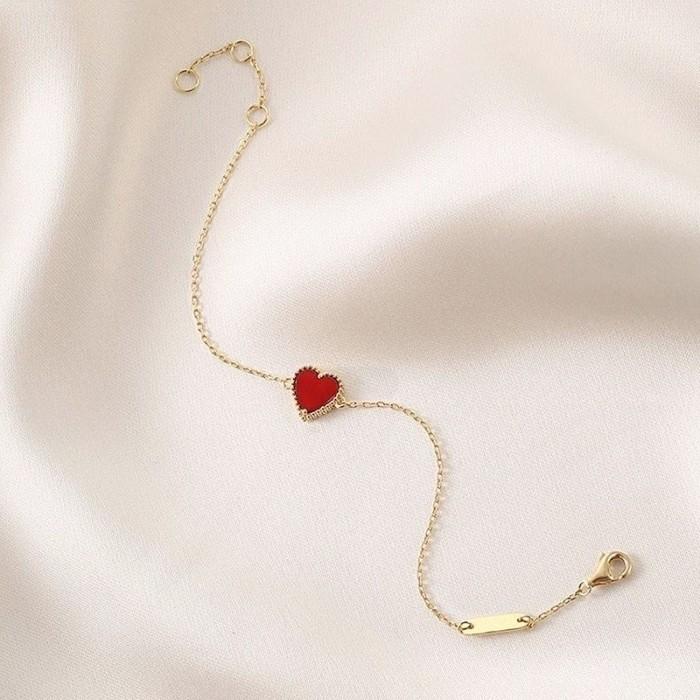 Sweet Alhambra Heart Charnelian 18K Gold-Diamond Jewelry-385KBD273RY/156BGSM155RY-HT