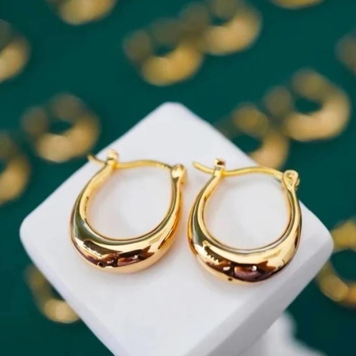 Earring Vintage Simple Hoop  Gold 18K -Diamond Jewelry-96GBD600CHLS-HT