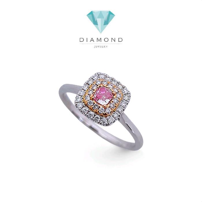 Pink Cushion Diamond Ring 18K / Cincin Berlian Pink Cushion 18K / Diamond Jewelry 378CB827BMLS - HT