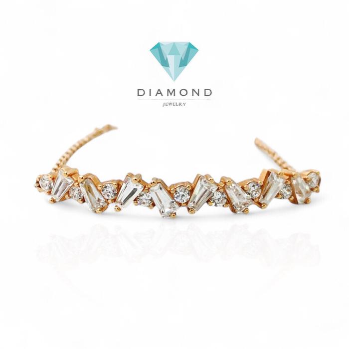 Gold Bracelet baguette emas/ gelang emas baguette zirconia-750K Diamond Jewelry
