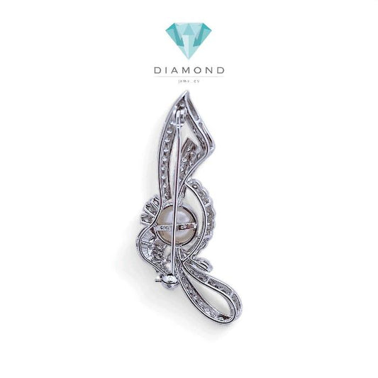 Pearl Diamond  South sea pearl Bros 18K / Diamond Jewelry/ brooch flower leavy aouth sea pearl 18k