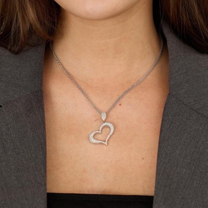 Heart Diamond Pendant Shape pave 18k Gold-Diamond Jewelry