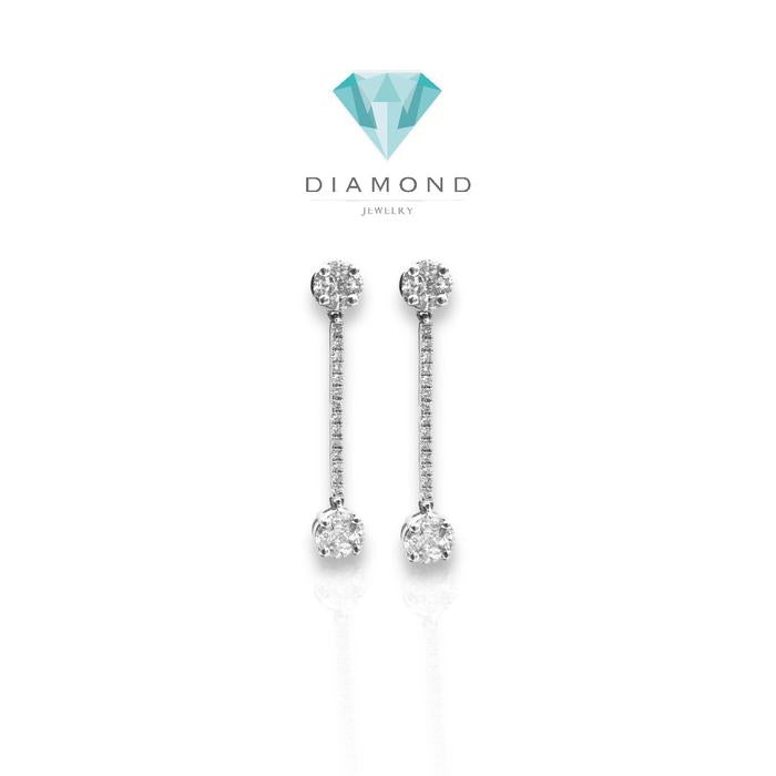 Anting panjang diamond simple round/diamond long dangling earring 18k-Diamond Jewelry