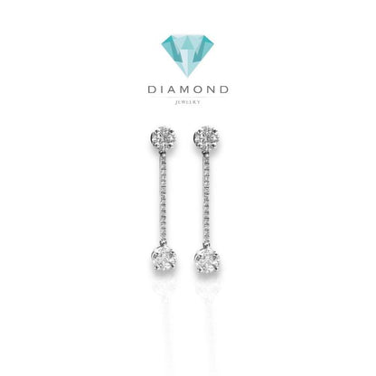 Anting panjang diamond simple round/diamond long dangling earring 18k-Diamond Jewelry