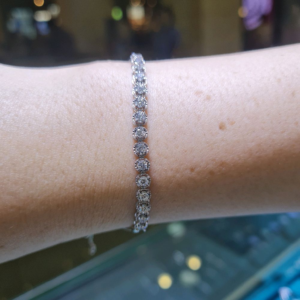 Tennis Diamond Bracelet Adjustable 18K / Gelang Serut Tennis Diamond 18K / Diamond Jewelry / 409GB1880LS
