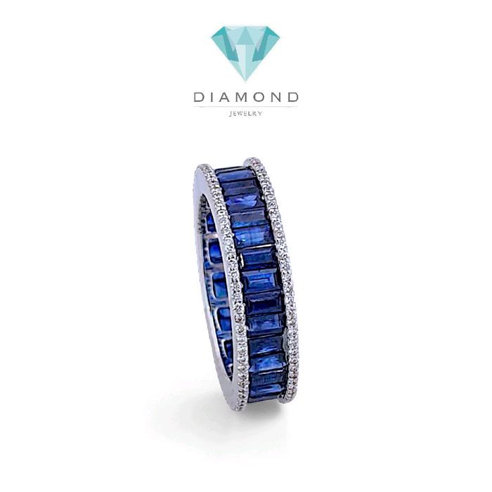 Blue Sapphire Full Diamond Ring 18K / Cincin Blue Sapphire Full Berlian / Diamond Jewelry-1BA543SDNEW-HT