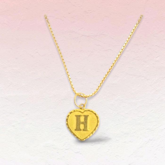 Gold heart pendant letter H 23K / Liontin Hati Emas Huruf H 23K / Diamond Jewelry / 238LMSWP1