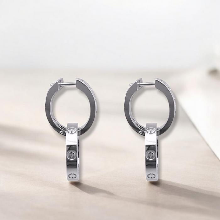Love CRT Diamond Earrings duo hoop / Diamond Jewelry
