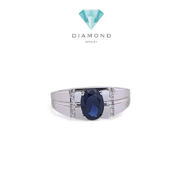 Blue Sapphire Gold Ring 750K / Cincin Emas Blue Sapphire 750K / Diamond Jewelry-HT-416CMS436LS