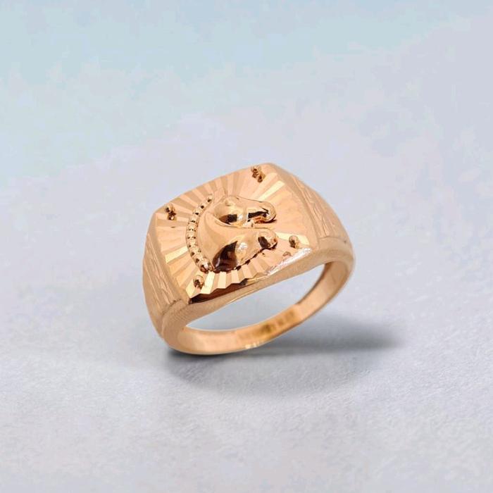 Rose Gold Men's Horse Head Ring 17K / Diamond Jewelry / 445CMS555LS