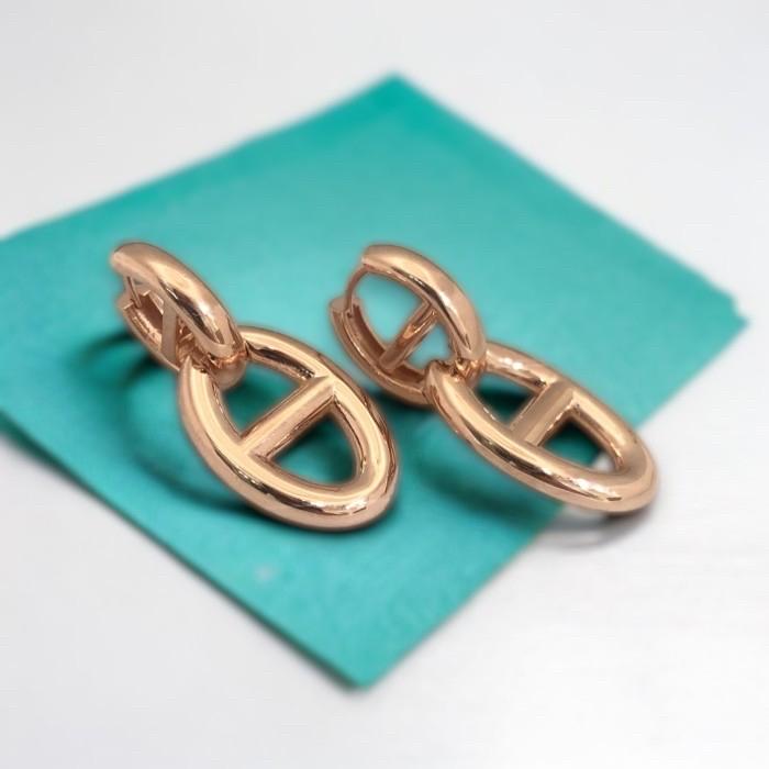 H Oval Chain Earring 18K-Diamond Jewelry-344AMS4LS-HT
