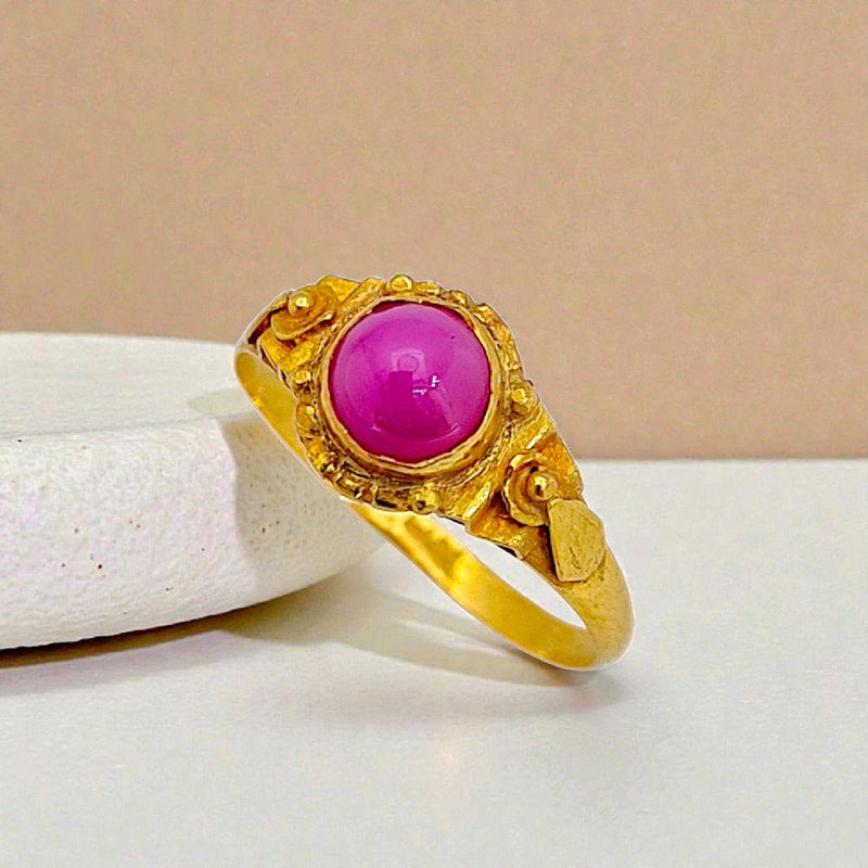 Pink Solitaire Gold Ring 23K / Cincin Emas Solitaire Pink 23K / 84CMSWP2