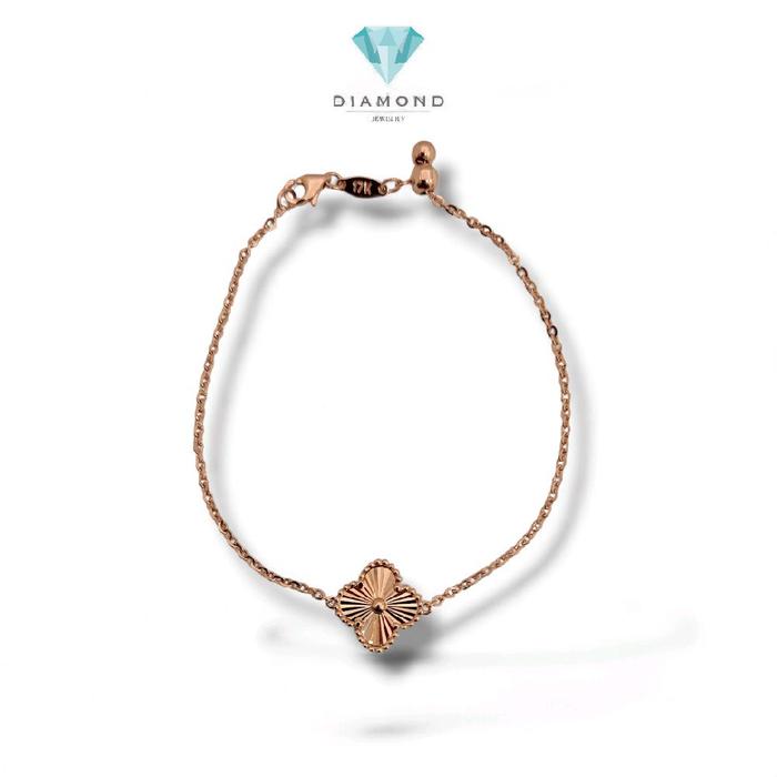 Small Clover Rose Gold Brecelet 17K /  Diamond Jewelry / 486GMS293LS