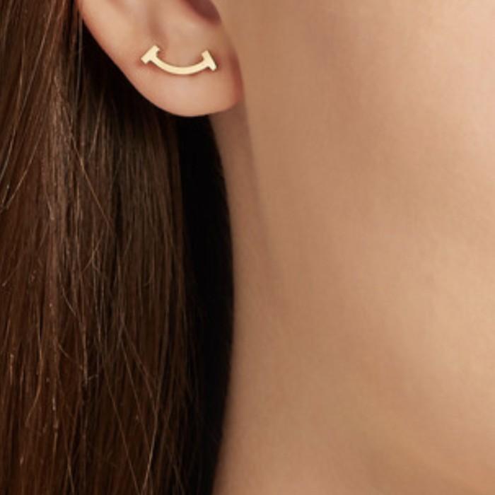 Smile Earring Gold Made With 18k Gold-Diamond Jewelry-102AMSSM149RY-HT