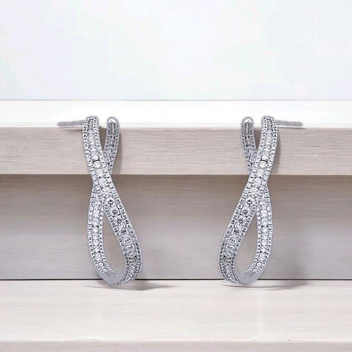 Diamond Earring Hoop  Big Gypsy 18 K white gold Diamond Jewelry