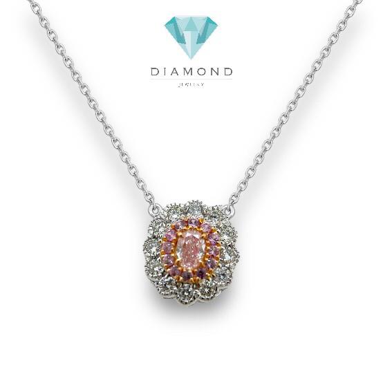 Flower Pink Diamond Pendant Necklace 18K-Diamond Jewelry-386KB1560BMLS-HT