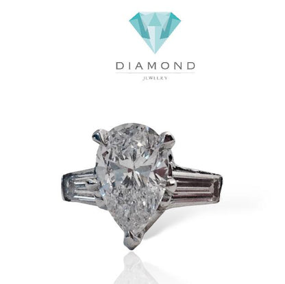Pearshape Diamond Ring GIA solitaire 18k White Gold-Diamond Jewelry