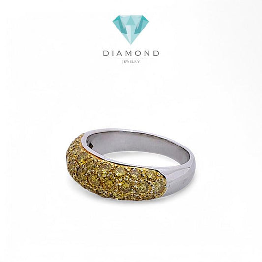 Yellow Diamond thick.tennis pave Ring 18K / Diamond Jewelry