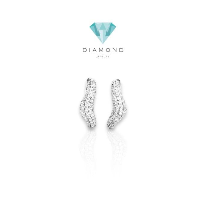 Diamond hoop earring 18k zigzag-Diamond Jewelry